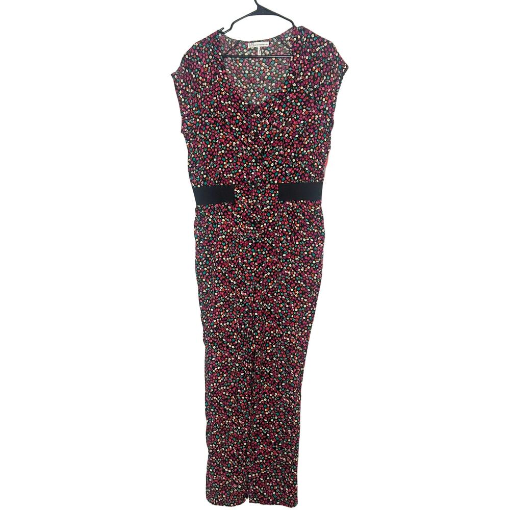French Connection 8 Floral Utility Jumpsuit Black Multi NWT Military Tapered Leg